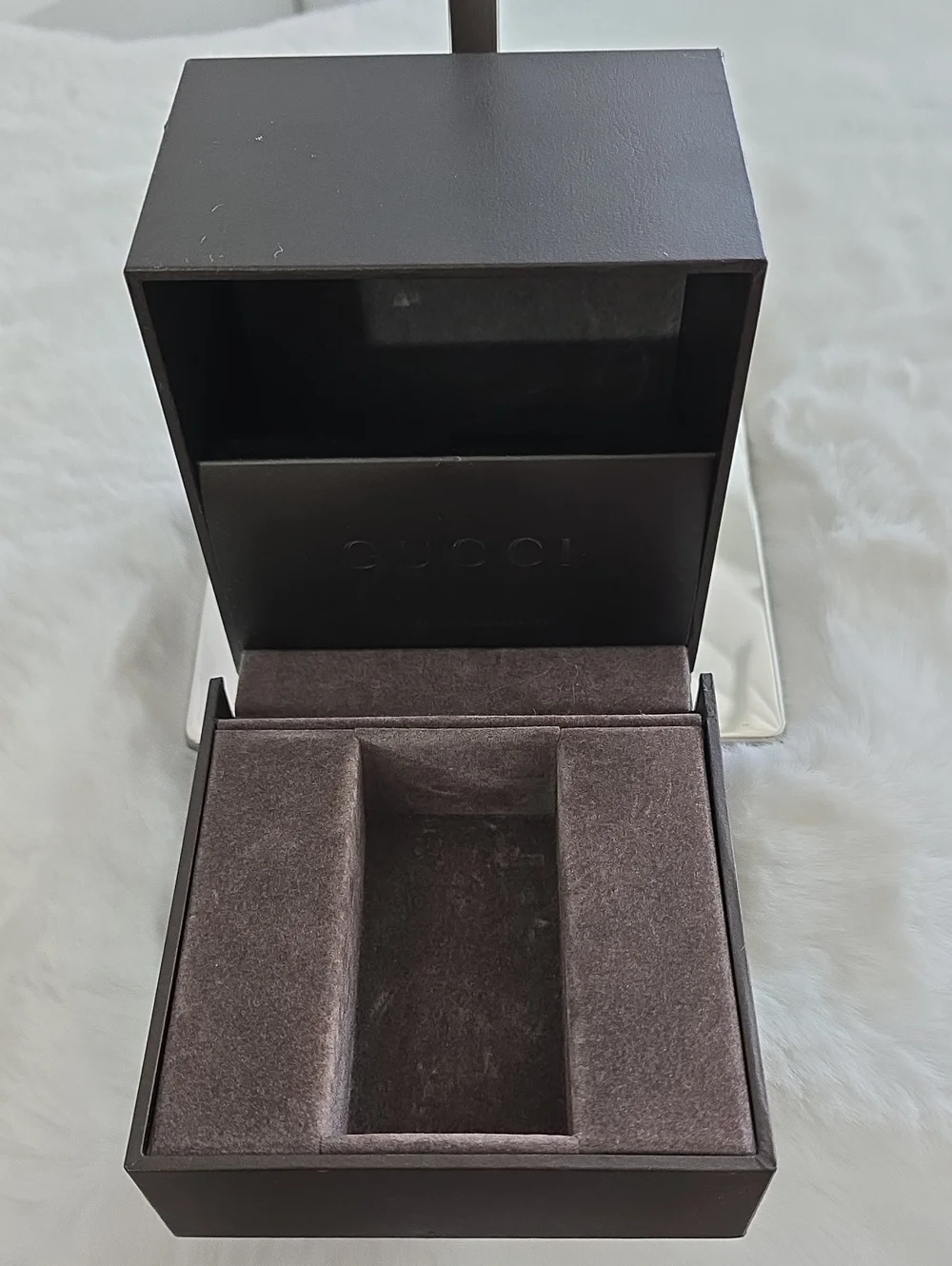 GUCCI Brown Debossed Logo Watch Box